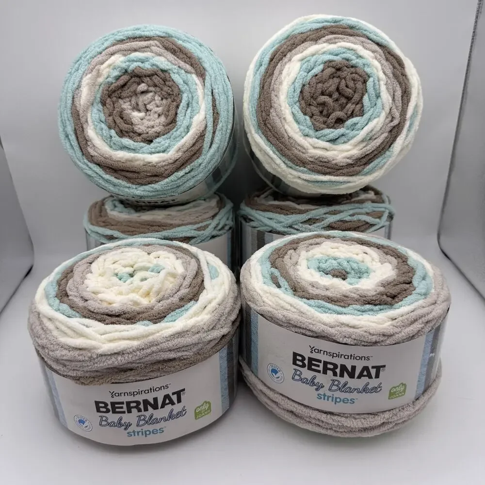 Bernat Baby Blanket Stripes Yarn Lot of 6 x 10.5 oz Joann Exclusive NEW